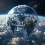 Luxury Giant Floating Globe Kingdom Featuring Miniature Continents and Sky Oceans | prompt for look